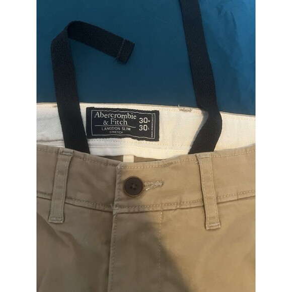 abercrombie & fitch langdon skinny stretch khaki Striped 30x30 - Picture 4 of 4